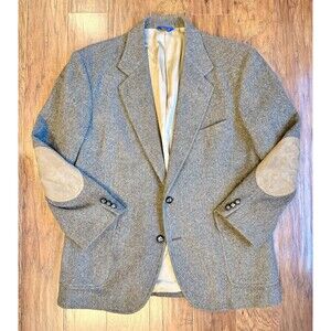 Vitnage 80s Pendleton Blazer Jacket Mens 42 Wool Tweed Leather Elbow USA